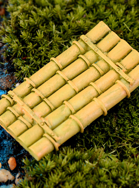 微景观仿真迷你树脂摆件创意原木竹排竹筏 造景小船 水族装饰摆设