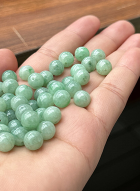 天然缅甸翡翠a货散珠精品冰种浅绿优选玉珠毛衣链项链手链玉珠子
