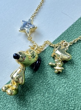 欧美外贸高品质项链女生卡通小狗颈链精致日常可爱小众童趣个性