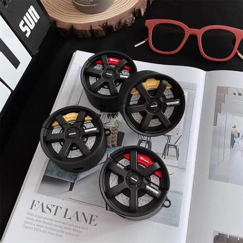 卡通创意汽车轮毂适用苹果airpodspro3保护套1/2代无线蓝牙耳机套硅胶潮airpod4代新款2025防摔耳机壳 - 图1