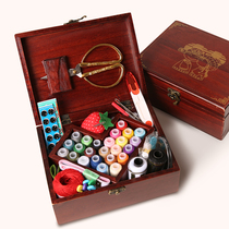Wedding Celebration Solid Wood Needle Wire Box Suit Wedding Escort Accessories Home Cloth Art Sewing Needle Wire Scissors Sewing Thread Tool