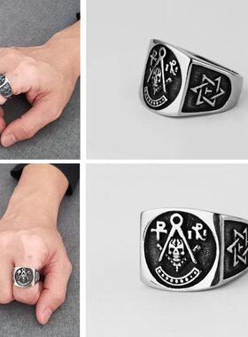 男钛钢复古夸张痞帅戒指