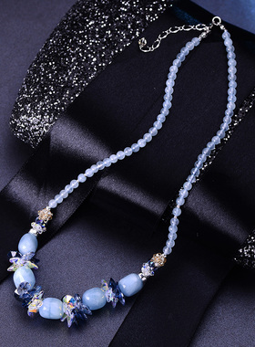 晶柜天然海蓝宝水晶短款简约气质