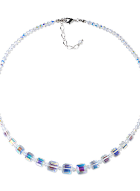 晶柜彩白色方糖女生韩版潮流项链