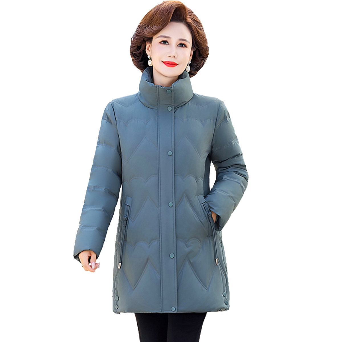 南极人中年妈妈羽绒服女中长款2023新款冬季立领加厚中老年冬外套