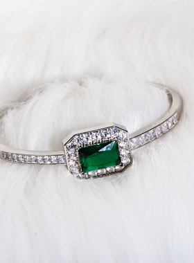 创意款豪华祖母绿手镯镀18K真金欧美爆款