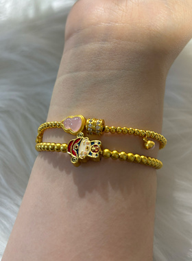 ：天使猫 镀真金聚财财神爷驾到古法手镯滴油烧蓝送妈妈送婆婆