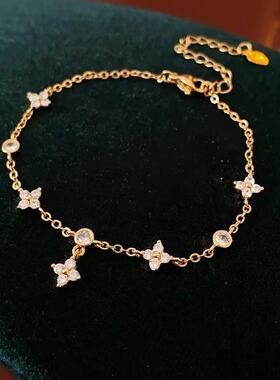 银镀金四叶草满天星手链高级感精致超闪女款