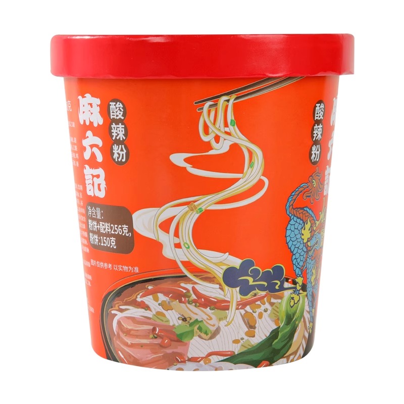 麻六记酸辣粉红薯粉粉丝早餐懒人食品256g桶装冲泡方便速食夜宵 - 图3