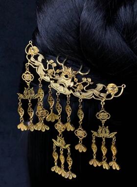 珠翠玉锦回鹘汉服镀金发梳古风