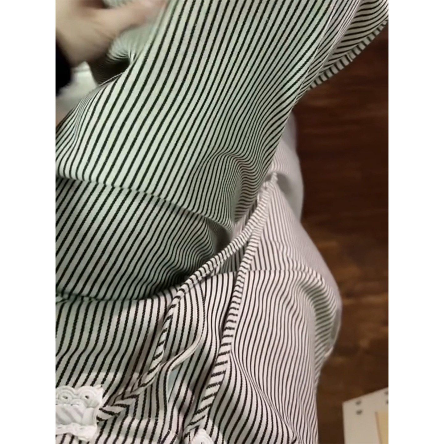 175高个子超长条纹拼接蕾丝抽绳直筒裤女宽松显瘦垂感松紧休闲裤,淘宝优惠券,粉丝福利购,淘宝优惠卷