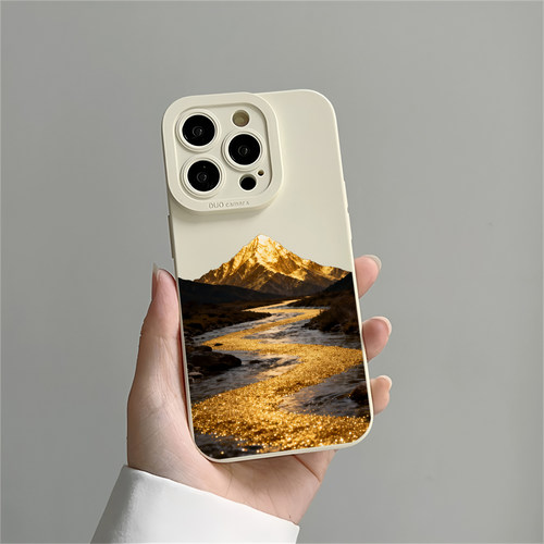 黑金能量流水生金适用iPhone17pro镜面16promax简约15Pro苹果14手机壳xsmax补妆13招财12情侣7山峰8plus创意x - 图2