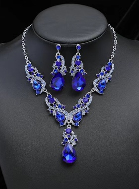 韩式水晶项链耳环饰品宴会小礼服