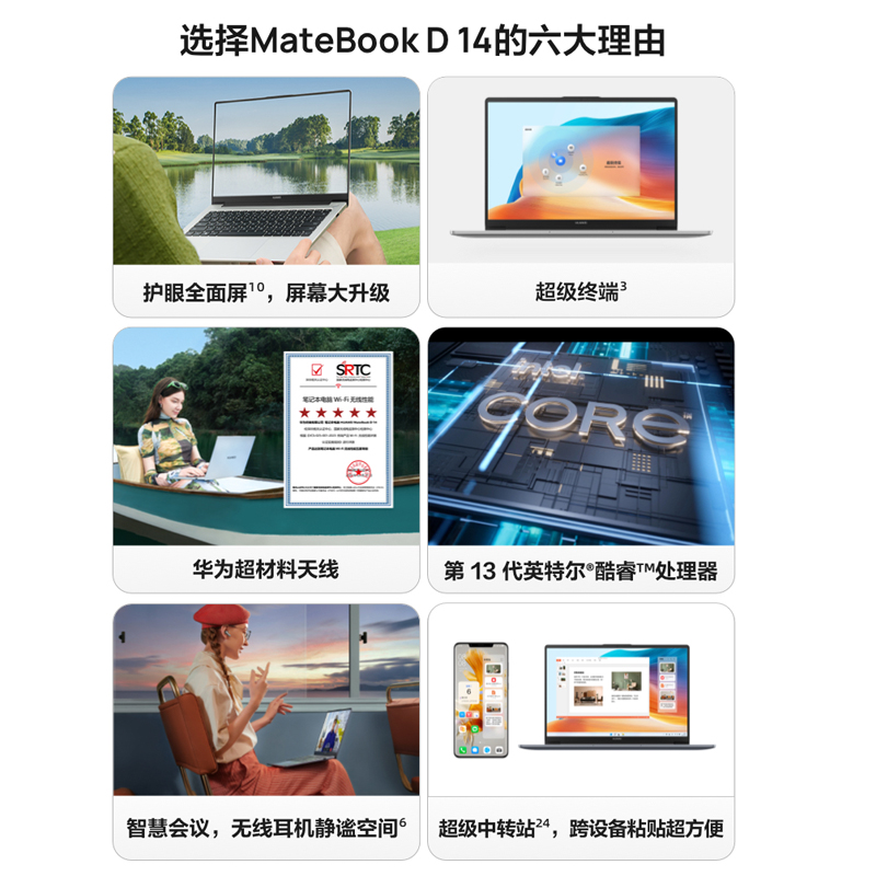 【现货速发】华为MateBookD14/14 2024年新款华为笔记本电脑办公i5/i7轻薄本学生手提本官方旗舰店正品现货-图2