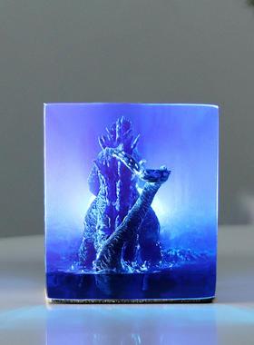 跨境创意哥斯拉城市大战夜灯摆件环氧树脂工艺品圣诞节儿童送礼潮