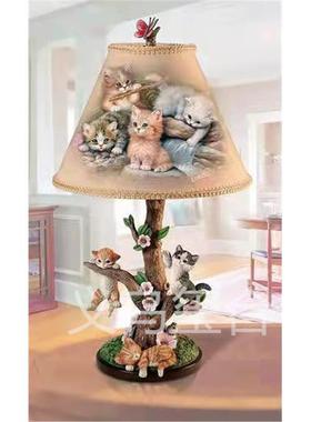 跨境新品树脂工艺发光创意纪念摆件猫狗台灯卡通桌面USB灯摆件