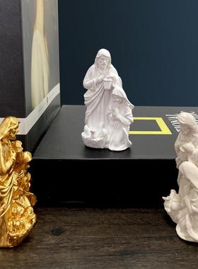 跨境三口之家墨西哥人物像家居摆件玄关装饰圣诞节树脂工艺节日礼