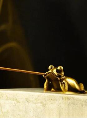 跨境Frog Incense Stick Holder办公家居桌面摆件树脂青蛙香座