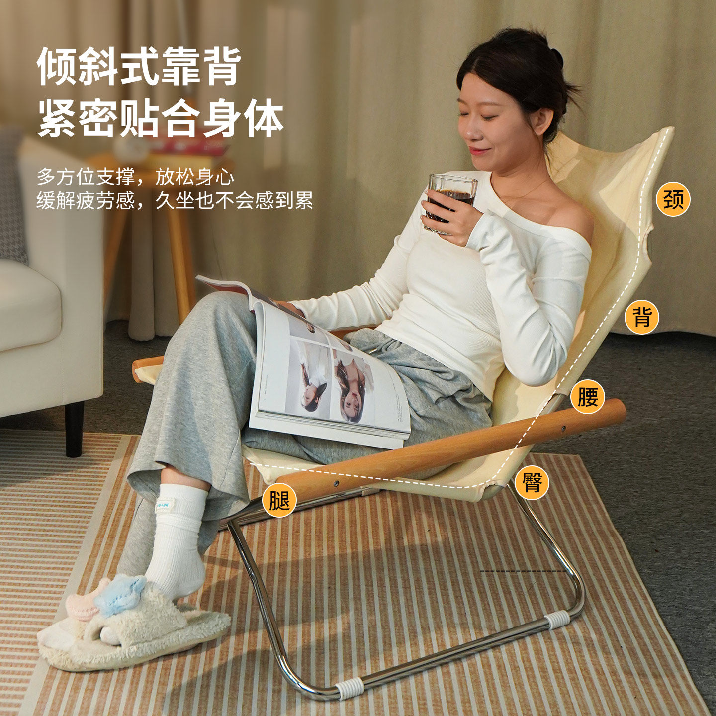 午憩宝折叠躺椅午休Ny家用阳台懒人沙发椅户外露营便携休闲靠背椅,淘宝优惠券,粉丝福利购,淘宝优惠卷