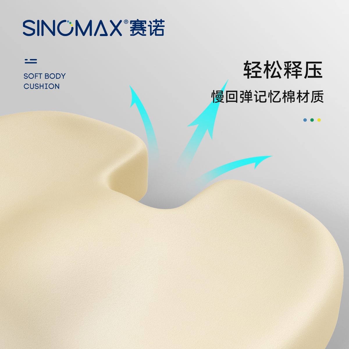 SINOMAX赛诺坐垫办公室学生孕妇记忆棉椅子椅垫美臀屁股座垫透气 - 图2