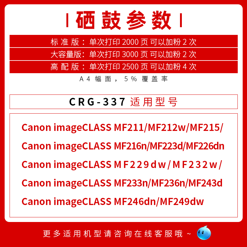 佳能CGR337硒鼓mf232w LBP151dw激光打印机墨盒易加粉息鼓黑晒鼓 - 图1