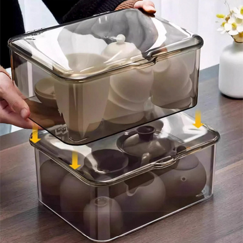 茶具收纳盒简约防尘透明带盖茶几桌面整理存放功夫茶叶茶壶置物架,淘宝优惠券,粉丝福利购,淘宝优惠卷