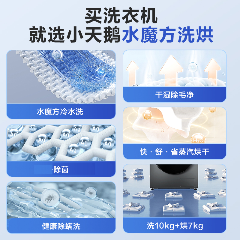 [以旧换新]小天鹅洗衣机10kg滚筒家用水魔方全自动洗烘一体 618SE