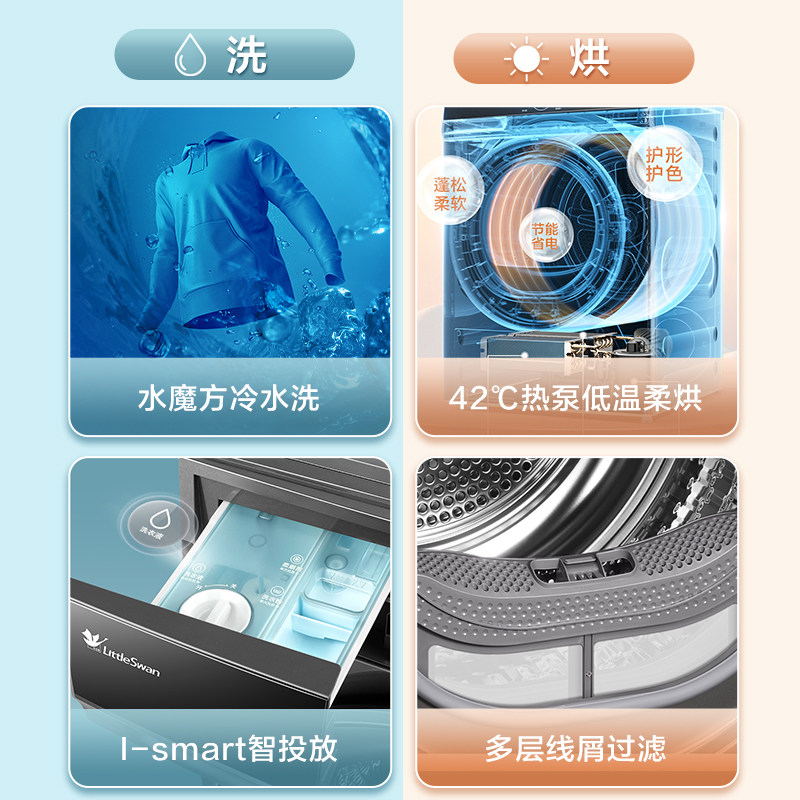 【水魔方】小天鹅除菌洗烘套装洗衣机 小天鹅洗烘套装
