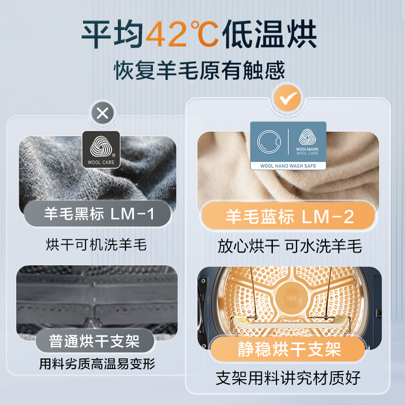 [纯平全嵌]小天鹅家用低温变频烘干机10KG滚筒式干衣机TH10VE20