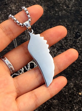 中国有嘻哈潮人天使翅膀钛钢项链