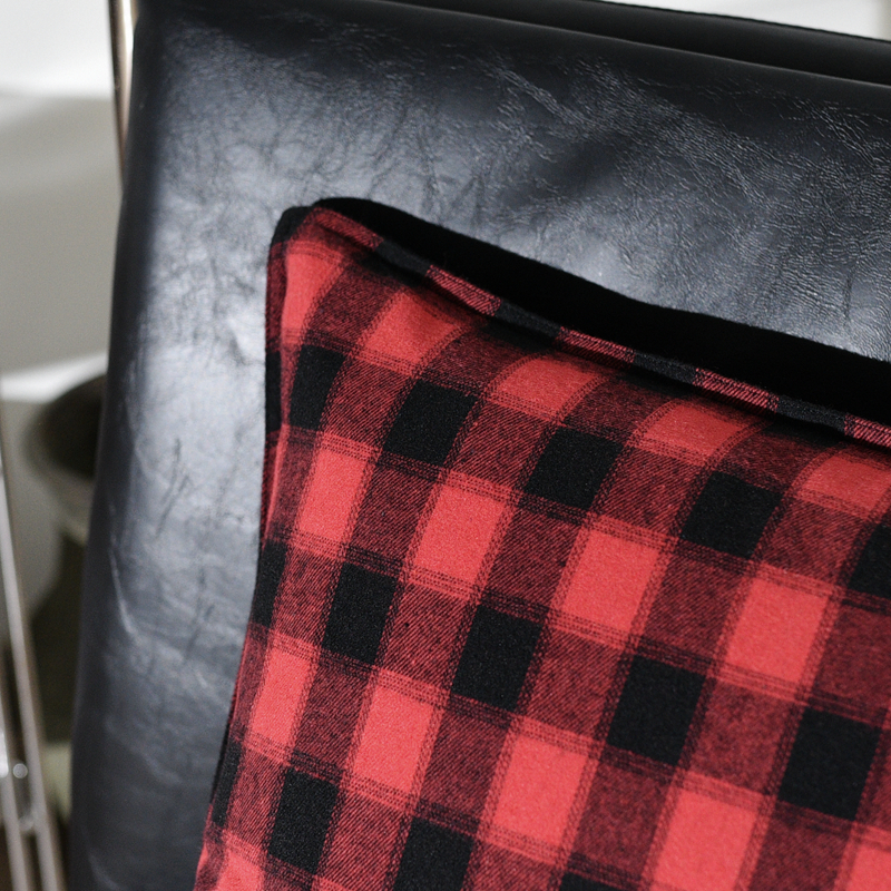 Lavili|美式乡村磨毛红黑格纹抱枕复古怀旧现代简约设计师靠垫套