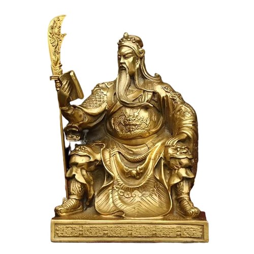 纯铜看书关公神像纯铜坐文关公摆件武财神关圣帝君大号开业礼品 - 图3