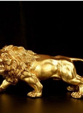 纯铜雄狮电视柜店铺公司摆件