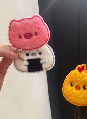 可爱卡通小鸡猪头饭团无痕刘海贴