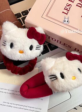 可爱毛绒Kitty猫发圈蝴蝶结发夹