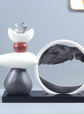 陶瓷时来运转流沙画摆件