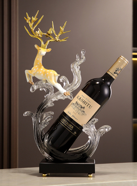 轻奢红酒架福禄寿鹿摆件