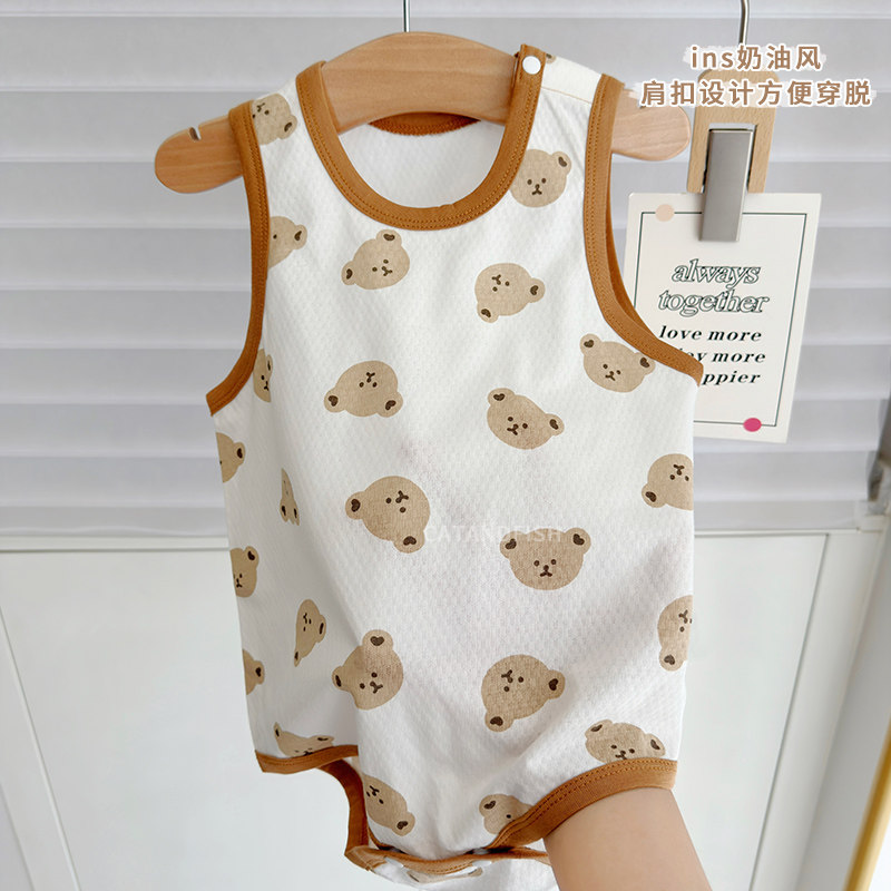 夏季男童背心包屁衣新生宝宝纯棉无袖爬爬服连体衣夏装0-2岁外穿,淘宝优惠券,粉丝福利购,淘宝优惠卷