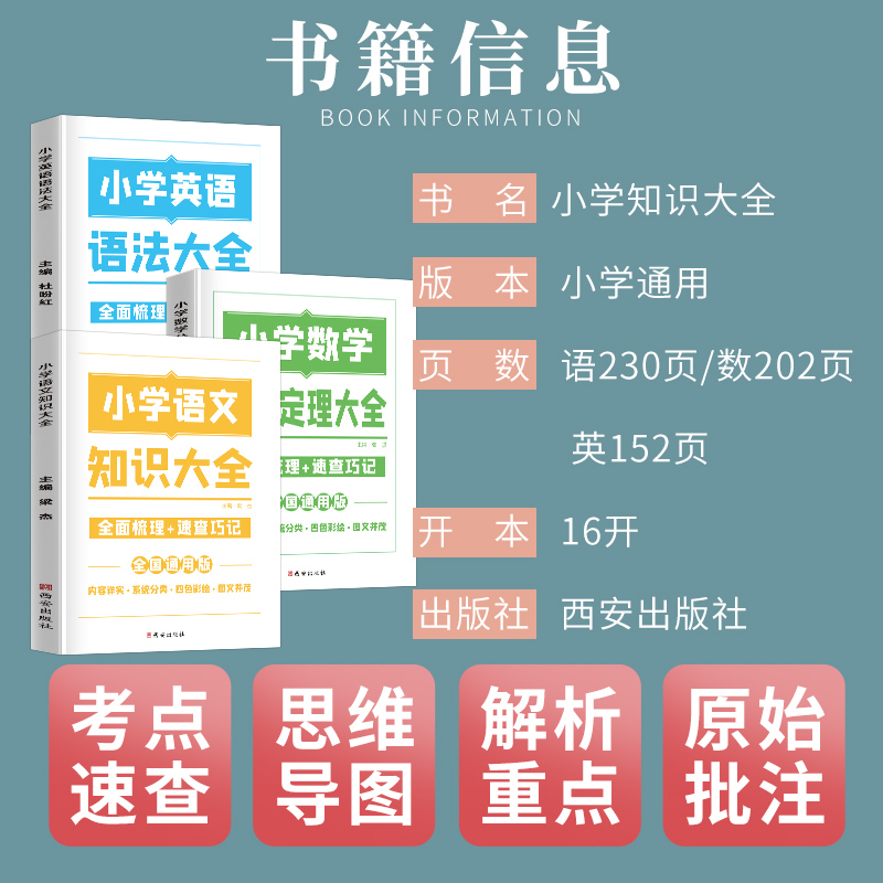 2022新版小学语文知识大全数学图解公式定理大全英语语法小学生1-6年级适用重点知识集锦基础手册小升初大集结训练辅导资料工具书 - 图0