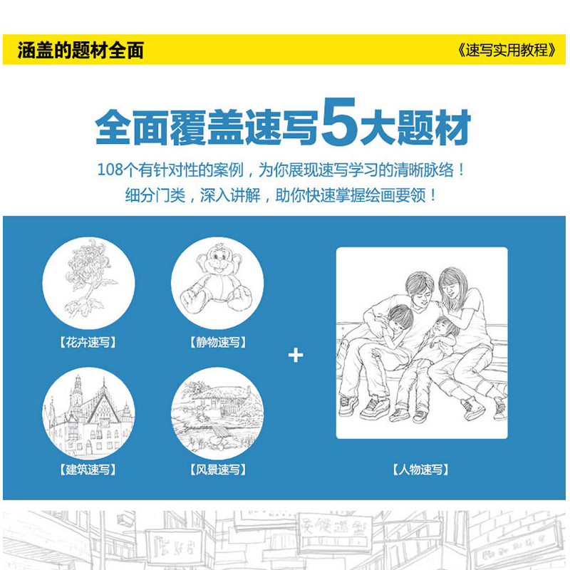 正版速写书教程入门教材 速写实用教程 人物静物建筑风景花卉基础速写临摹书 素描画册基础教程书 艺联高考美术绘画基础教材 - 图2