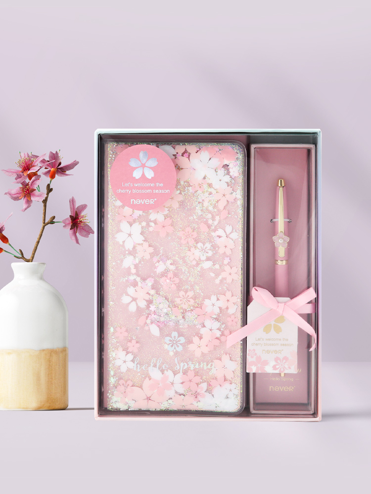 never手账本学生礼盒流沙weeks樱花封面日程本周计划记事本大学生小本子便携随身小号送礼儿童节礼物