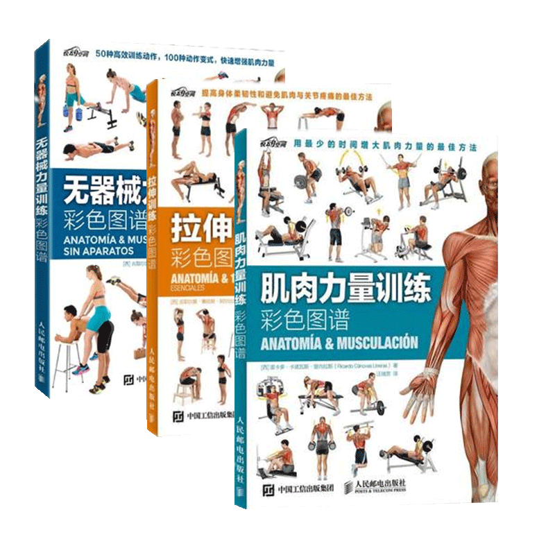 【套装3册】拉伸+力量训练彩色图谱 博库健身