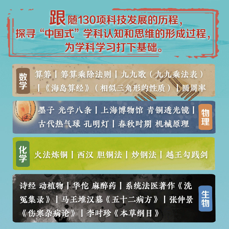 赠作者亲笔签名书签】改变历史的中国古代科技 (全4册)刘兴诗著数学物理化学生物天文地理农业水利交通工程技术建筑兵器小学生