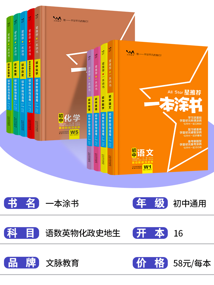 2024新版一本涂书初中物理语文数学英语政治历史化学生物初一初二初三中考辅导复习资料文脉教育7七8八9九年级中学教辅全套图书-图0