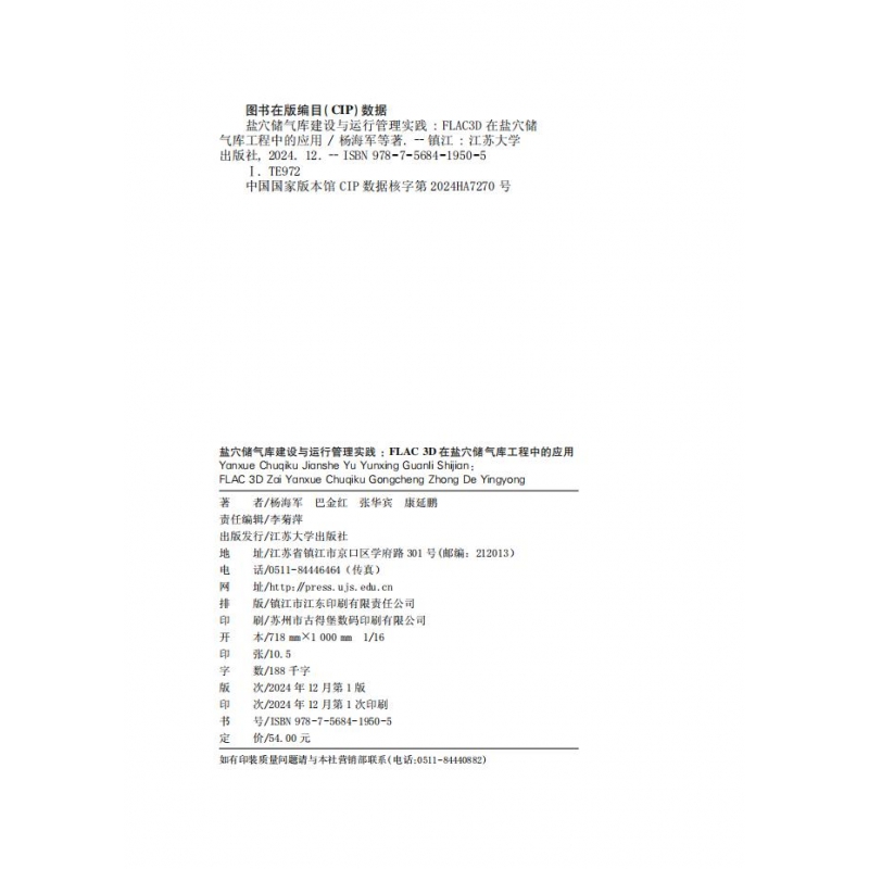 盐穴储气库建设与运行管理实践：FLAC3D在盐穴储气库工程中的应用 博库网 - 图0