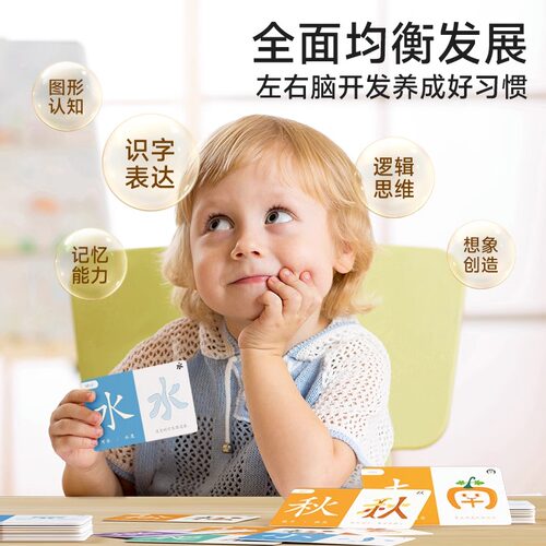 时光学幼儿象形识字闪卡幼小启蒙早教识字卡0-3-6岁幼儿认字启蒙 - 图3