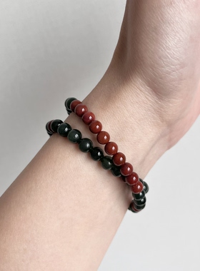 天然和田玉碧玉双圈手串原矿南红佛家吉数新中式百搭保真无裂