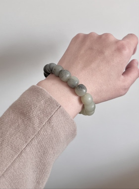 天然和田玉手串散墨青花手串老型珠黑白渐变佛珠大气新中式保真