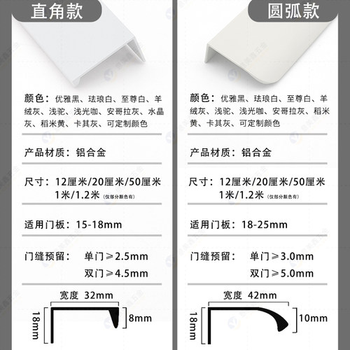 免打孔衣柜隐形拉手白色灰色免开槽橱柜抽屉衣柜门小把手纳米喷漆 - 图0
