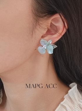 MAPG新中式冰透绿花耳钉新款